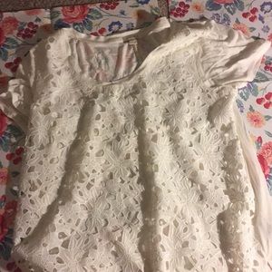 Lace flower shirt White